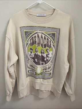 The Doors Daydreamer Cream Crewneck Sweatshirt Size Small